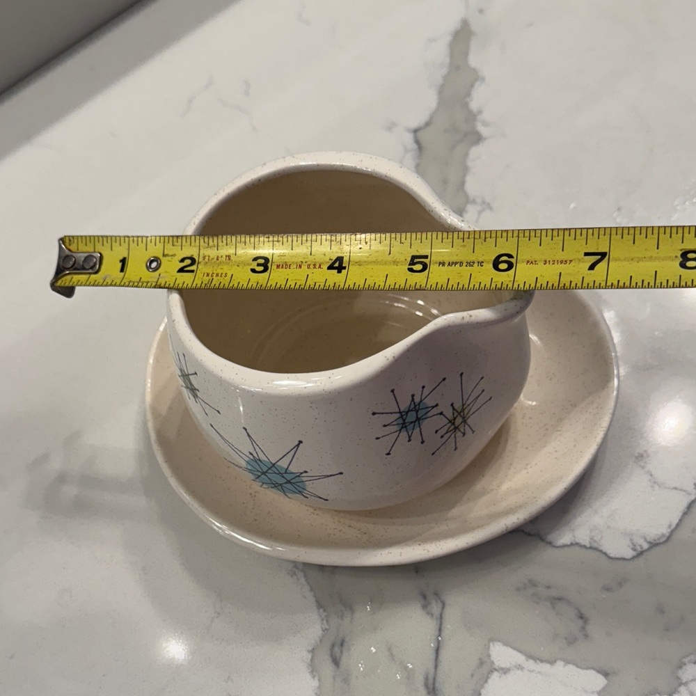 Mid-Century Modern Cream and Blue Starburst Creamer Set - Picture 6 of 7